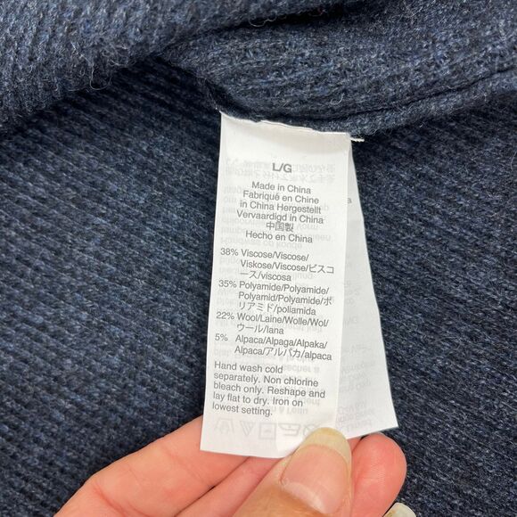 Madewell Jane Waffle Stitch Sweater Wool Alpaca Blend Navy Blue Women’s Large - Picture 3 of 5